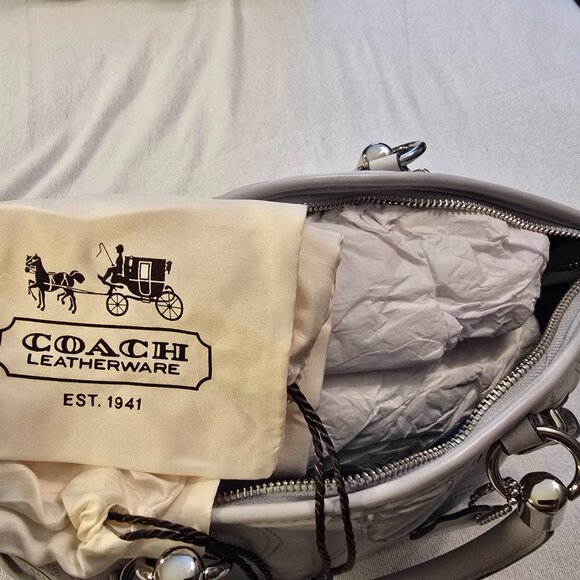 Coach 2011 NWT NEW Sophia Leather Gathered Taupe Satchel Shoulder Bag & Dust Bag - Picture 10 of 14